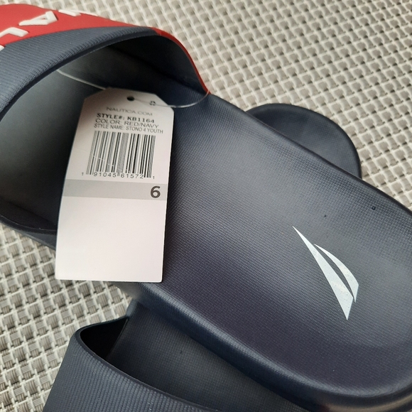 Nautica Spellout Logo Embossed Color Block Pool Slides Sandal Vacation 6 NEW - Picture 7 of 10